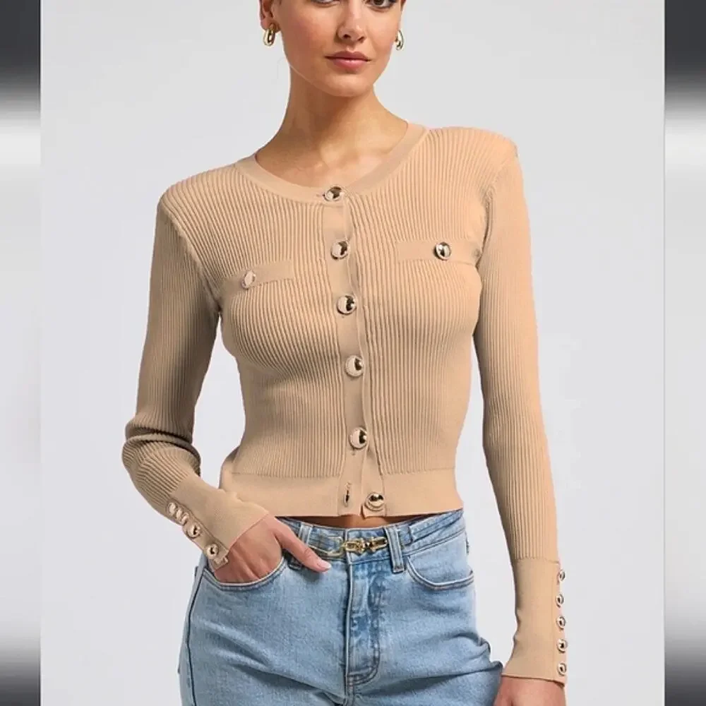 NWT$298 Generation Love Pennie Rib-Knit Cardigan Sweater Sz XL - Picture 2 of 16